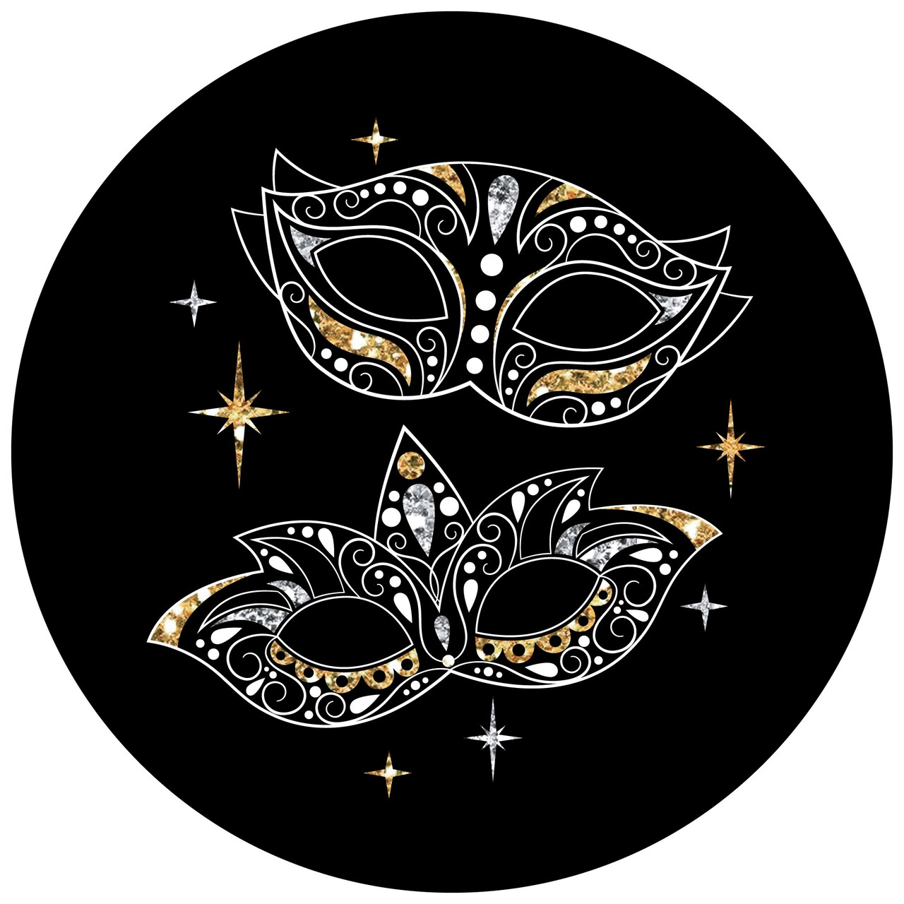 Big Dot of Happiness Masquerade - Mask Party Circle Sticker Labels - 24 Count